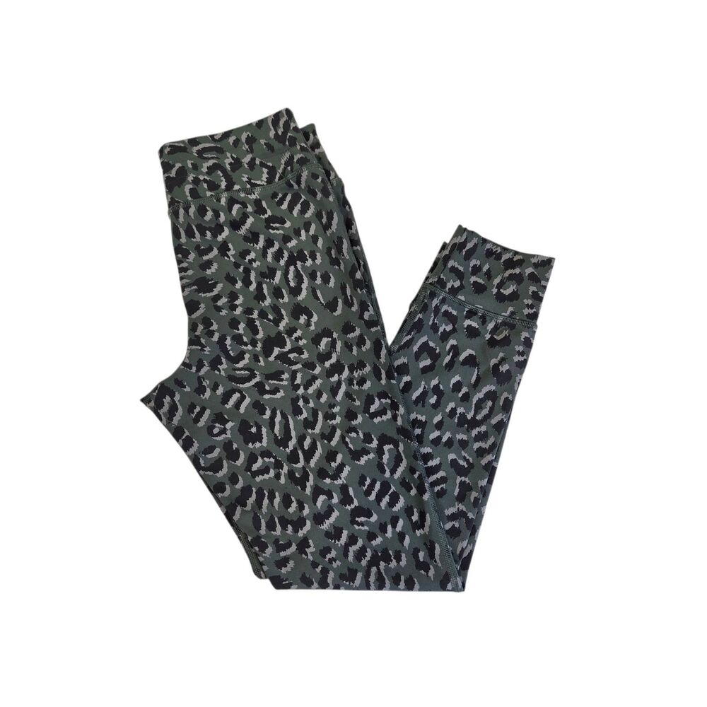 Offline by Aerie L Leggings Pants Green Leopard Print Workout Yoga Athletic